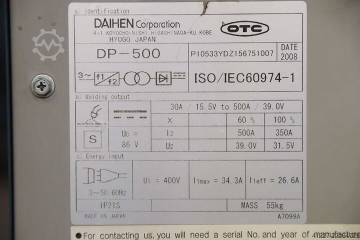 Digitalni inverterski izvor za zavarivanje OTC DAIHEN DP-500