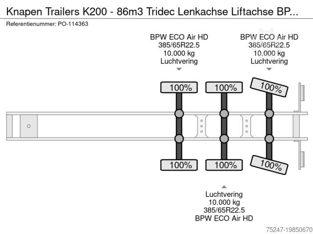 Etaj mobil Knapen Trailers K200 - 86m3 Stuuras / Lenkachse Liftachse BPW