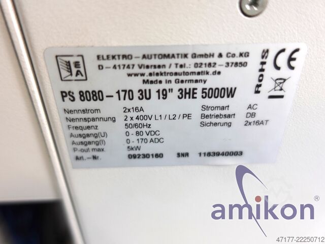 Alimentation de laboratoire pour rack 19″ EA Elektro-Automatik EA-PS 8080-170 3U