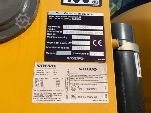 Wiellader Volvo L 260 H (CDC + BSS)