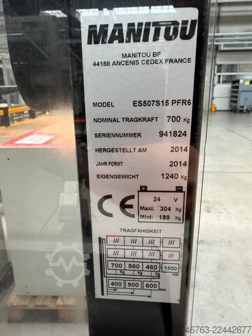 รถยกไฟฟ้าที่ยกสูงพร้อมแท่นยืน Manitou ES507S15 PFR6