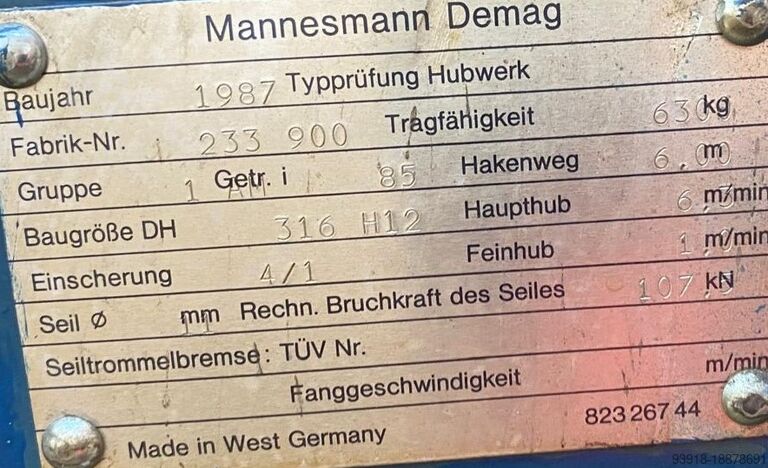 3x Laufkatze 3,2to. komplett DEMAG PLV168