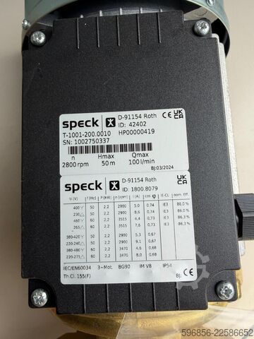 Pump Speck T-1001-200.0010 – 2,2 kW, 100 l/mi Speck T-1001-200.0010 – 2,2 kW, 100 l/mi