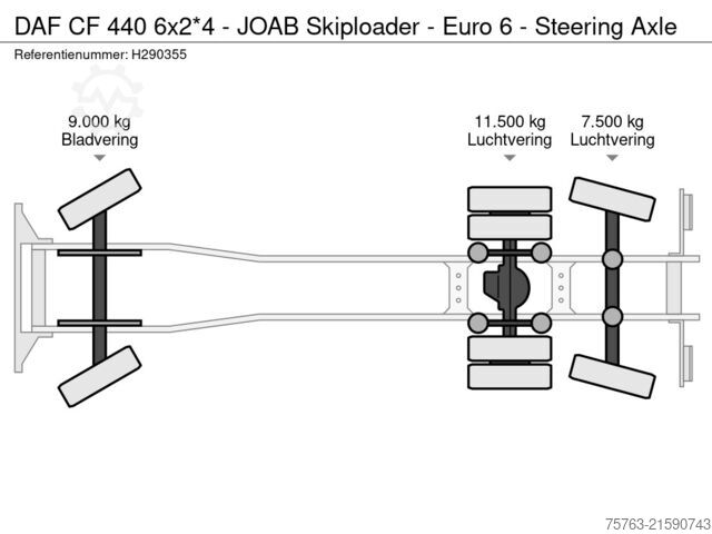 Sistema de brazo de pórtico DAF CF 440 6x2*4 - JOAB Skiploader - Euro 6 - Steer...