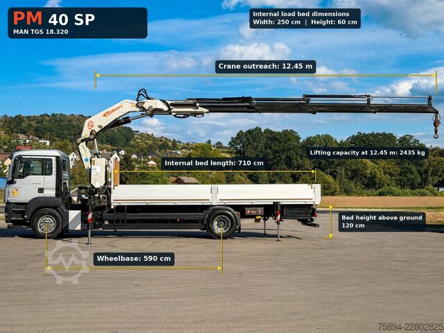 Truck mounted crane MAN TGS 18.320 * PRITSCHE 7,10 m * PM 40 KRAN/ FUNK!
