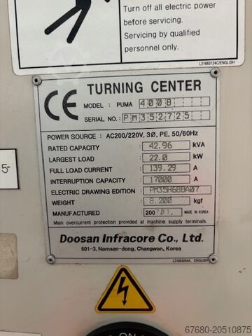 CNC lathe Doosan Puma 400B