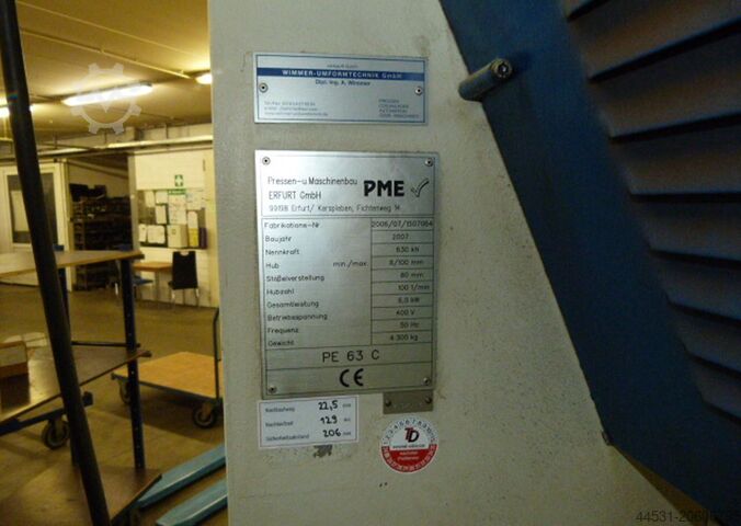 Prensa excéntrica de una columna PME Erfurt PE 63 C