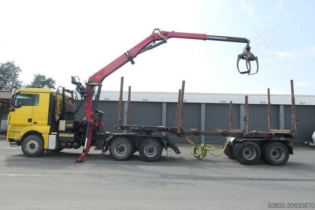 Camião florestal MAN 26.540 TGX 6x4, Kombizug, Huttner LNZK 20
