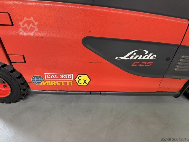 E 25 L - 387 / 01 * Atex Miretti EX 3GD / 区域 2 和 22 * 三层门架 FFL !! LINDE E 25 L - 387 / 01 * Atex Miretti EX 3GD / Zone 2 & 22 * Triplex FFL !!
