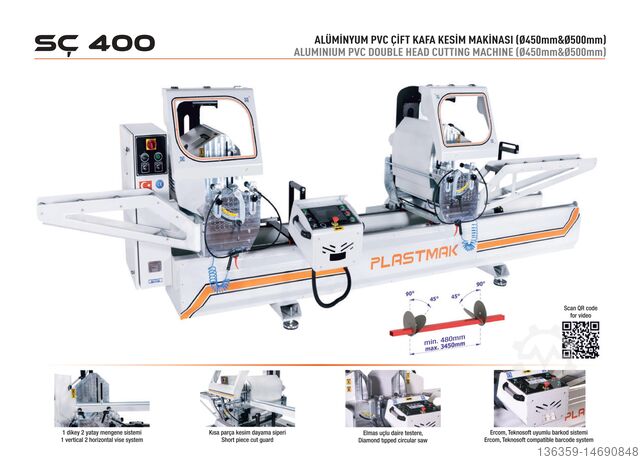Máquina de corte de doble cabezal de aluminio pvc PLASTMAK PVC ALÜMİNYUM İŞLEME MAKİNALARI SÇ 400