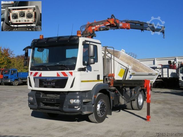 Autocarro ribaltabile MAN TG-M 18.340 4x2  2-Achs Kipper Kran Funk 3xhydr+