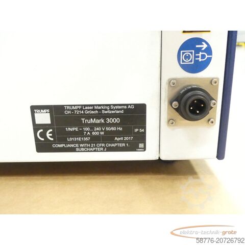   Trumpf Laser TruMark 3000 Beschriftungslaser-Steuerung SN:L0131E1357