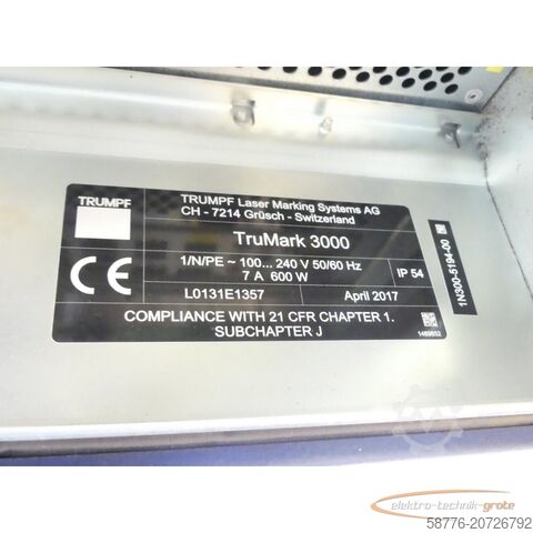   Trumpf Laser TruMark 3000 Beschriftungslaser-Steuerung SN:L0131E1357