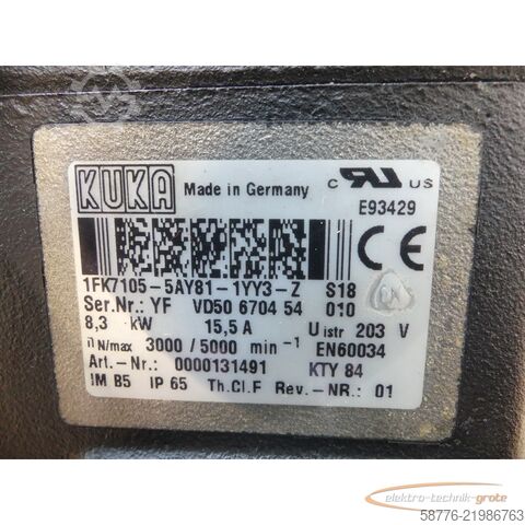 Riadiaca jednotka KUKA Kuka 1FK7105-5AY81-1YY3-Z Servo Motor SN: YFVF50670454