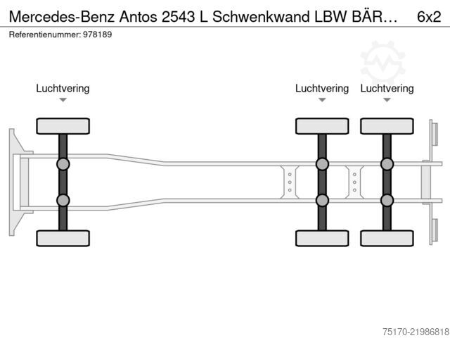 Mercedes-Benz Antos 2543 L pööratava seinaga, BÄR tagaluuktõstuk 2 500 kg, haakekonks Mercedes-Benz Antos 2543 L Schwenkwand LBW BÄR 2.500kg AHK