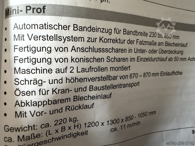 Profilvalsning linje Schlebach Miniprof