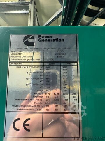 Generátor NOW - Four Cummins 2,250 KVA Generators C2250 D5 Engine: QSK60-G9