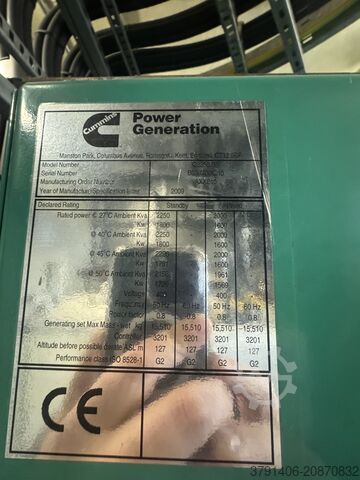 Moteur diesel Cummins 2,250 KVA Generators C2250 D5 Engine: QSK60-G9