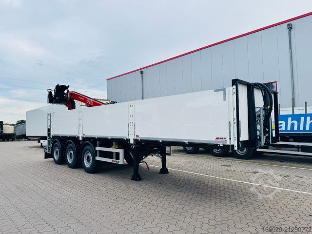 Auflieger  Wiese Baustoffauflieger mit Fassi Kran F240