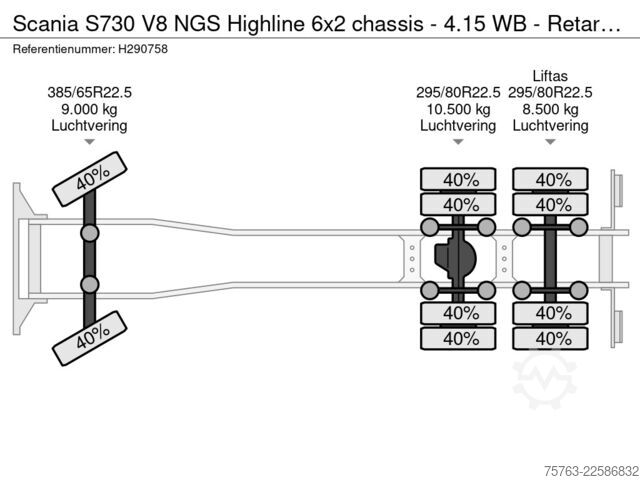 Chassis med førerhus Scania S730 V8 NGS Highline 6x2 chassis - 4.15 WB - Re...