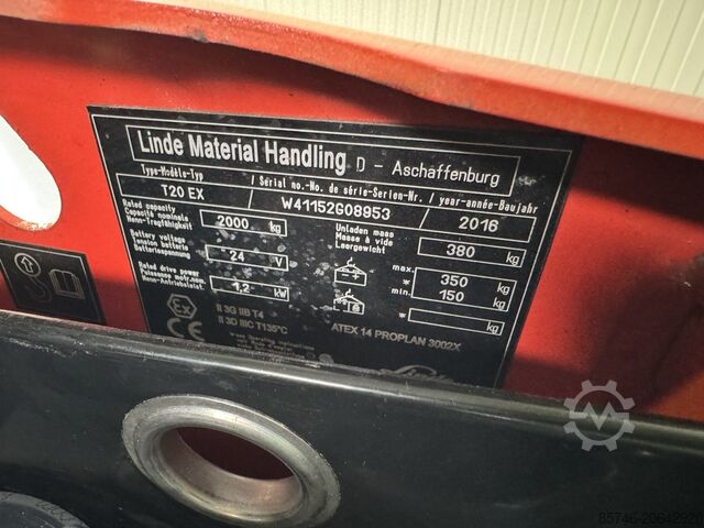 T 20 * ДЕМОНСТРАЦИЯ !! Atex Proplan EX 3GD / Зона 2 и 22 !! Накланящи се вилици !! НОВА батерия !! LINDE T 20 * DEMO !! Atex Proplan EX 3GD / Zone 2 & 22 !! Tilting Forks !! NEW battery !!