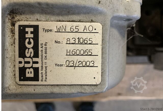 BƠM CHÂN KHÔNG BUSCH LOẠI WN65 AO Busch Type WN65 AO
