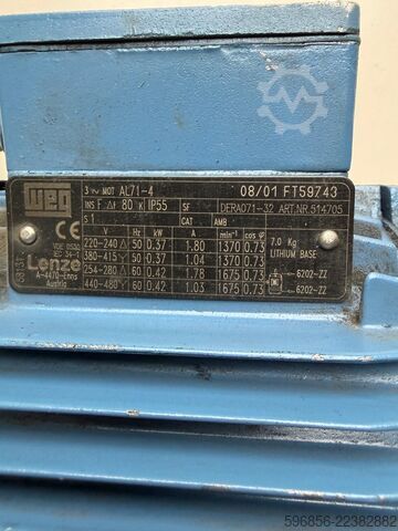 Motoreduktor Lenze GSN04-1NHAR silnik DERA071-32 0,37 kW 133 obr./min 22,6 Nm i=10 IP55 230/400 V Motoreduktor Lenze GSN04-1NHAR silnik DERA071-32 0,37 kW 133 obr./min 22,6 Nm i=10 IP55 230/400 V Motoreduktor Lenze GSN04-1NHAR silnik DERA071-32 0,37 kW 133 obr./min 22,6 Nm i=10 IP55 230/400 V