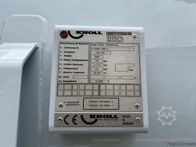 Tankhenger Kroll KROLL ADR- Sauganhänger K 14,0 / 36 PE  (Kolben)