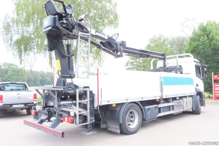 Camión de plataforma MERCEDES-BENZ Antos 1830 L , Kran MKG HLK 125