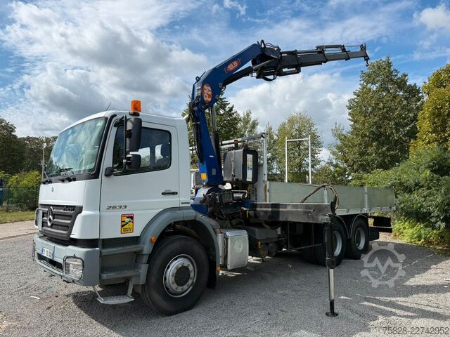 شاحنة مسطحة MERCEDES-BENZ Axor 2633 / 6x4 / Kran PM 15.5 LC / Funk Fern