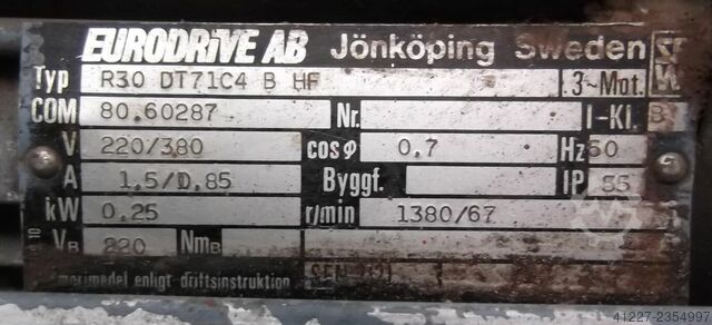 Fogaskerék-motor 0,25 kW 67 ford / perc SEW-EURODRIVE R30DT71C4BHF