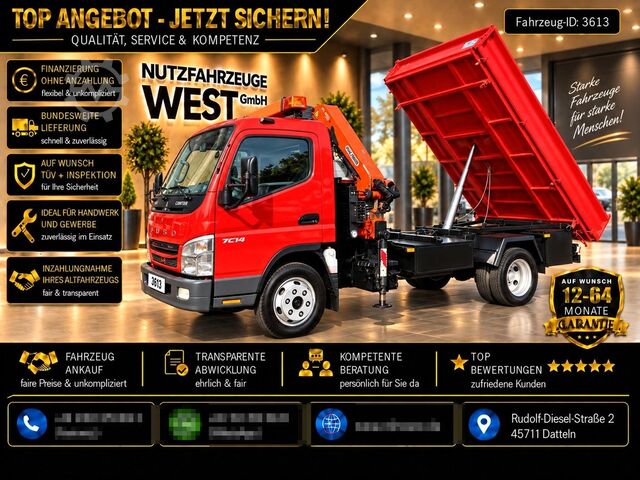 Furgon me tre anë me kiper MITSUBISHI Canter 7c14 *3S.Kipper+Palfinger Kran PK 4100C