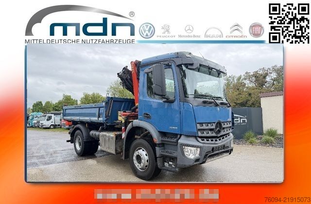 Τρίπλευρο ανατρεπόμενο φορτηγό MERCEDES-BENZ Arocs 1830 4x2 Kipper KRAN 13m Funk Greifer AHK