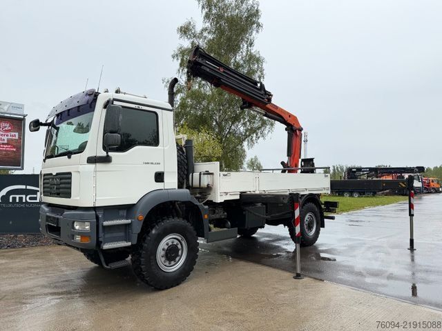 Φορτηγό με επίπεδη καρότσα MAN TGM 18.330 4x4 Pritsche KRAN FUNK single bereift