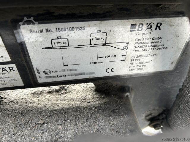 Tail lift BAR BC 2000 R2T-P5 / Loadlift 2000 kg / Accu Batter...