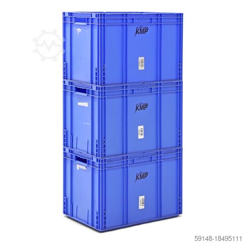 Gebrauchte Eurobehälter alle Wände geschlossen + offene Handgriffe, L: 590, B: 395, H: 420 Kruizinga 98-431GB-PAL