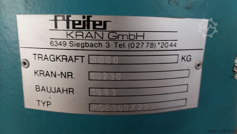 पिलर जिब क्रेन PFEIFER PSE 360 x 2250