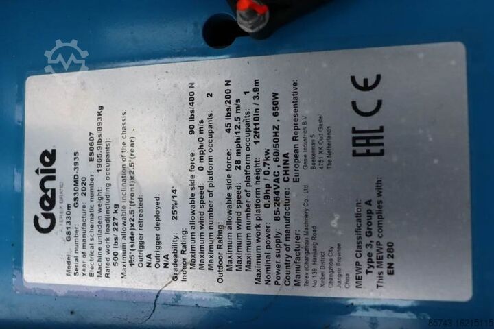 Scissor lift Genie GS1330M All-Electric DC Drive, 5.9m Working Height