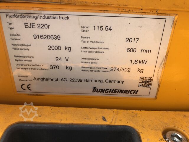 Transpalettes électriques Jungheinrich EJE R 220 R (Rampenfunktion)