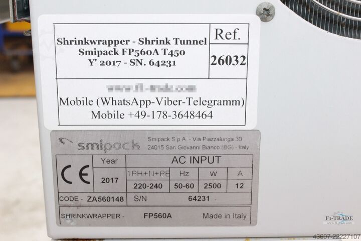 Vinkelsvetsmaskin med krympkanal - Krympinpackare, Krympkanal SMIPACK FP 560a - T450