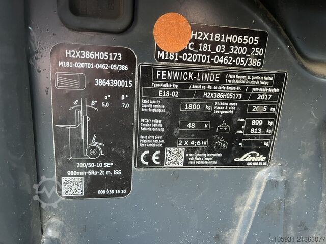 Elektryczny wózek widłowy 3 kołowy Linde E18-02