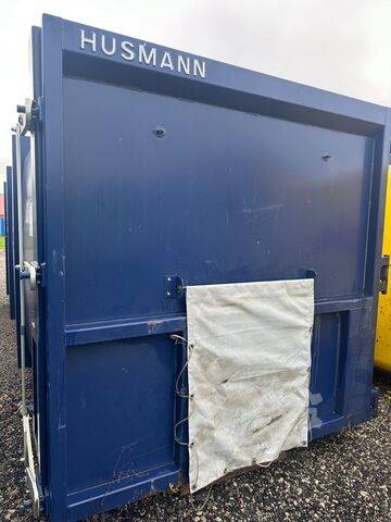 Screw press Husmann with container. screw press for wood, screw press for waste, stationary press Husmann HSP-E-N-V