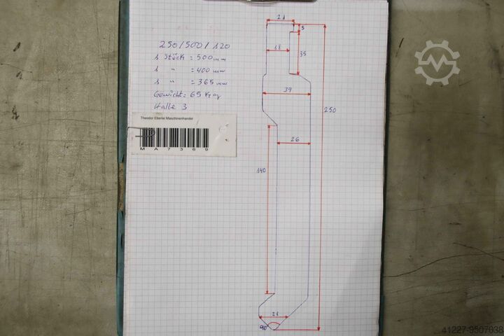 Alat lentur terpisah 1265 mm unbekannt 250/39 mm 90°