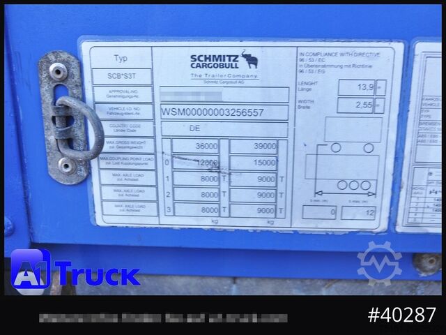 กึ่งพ่วงเปิดพร้อมผ้าใบคลุม SCHMITZ S01, Code XL, verzinkt, neue Plane, Liftachse, 343.046km