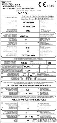 Chiller, water chiller, cooler Kühlmaschinen, MTA S.p.A. TAE G 301 P3-20 – R454B