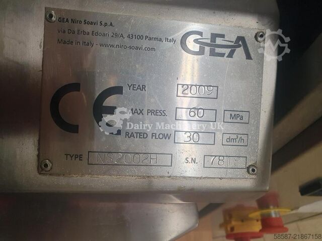 GEA Niro Soavi NS2002H 实验室用高压均质机 – 30升/小时 – 600巴 – 2009年 GEA NS20002H