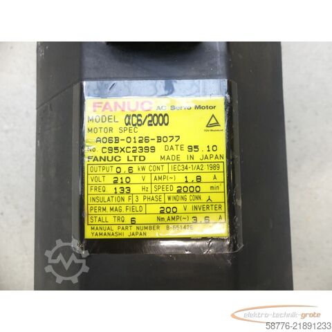 Juhtseade Fanuc A06B-0126-B077 AC Servo Motor SN: C95XC2399