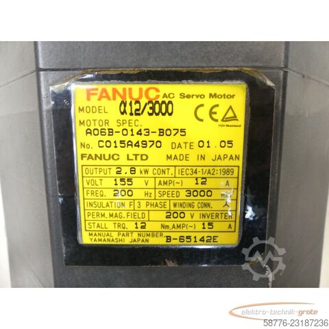  Fanuc A06B-0143-B075 AC Servo Motor SN:C015A4970