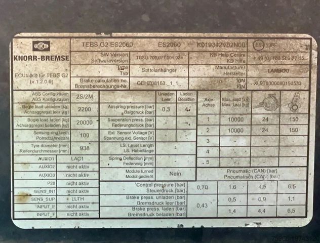 Box semitrailer  LAMBOO T03 ISOLATED BOX + HEATER STEERING AXLE L