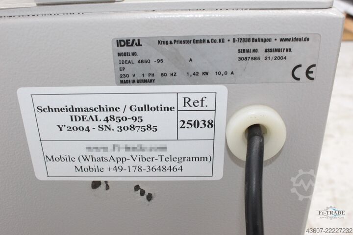 Schneidmaschine / Guillotine IDEAL 4850-95 EP